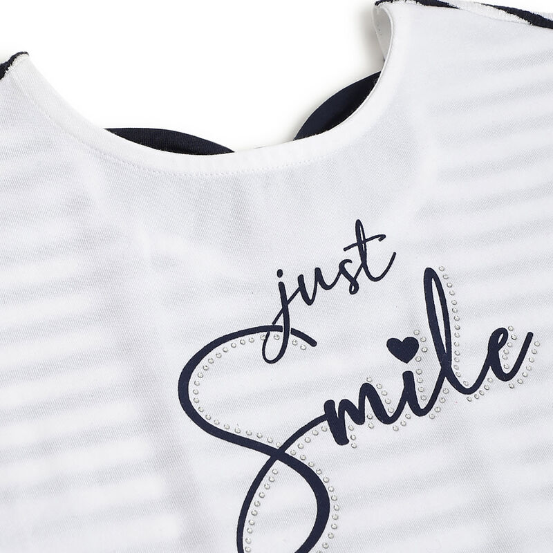 Girls White Graphic Printed Short Sleeve T-Shirt image number 2